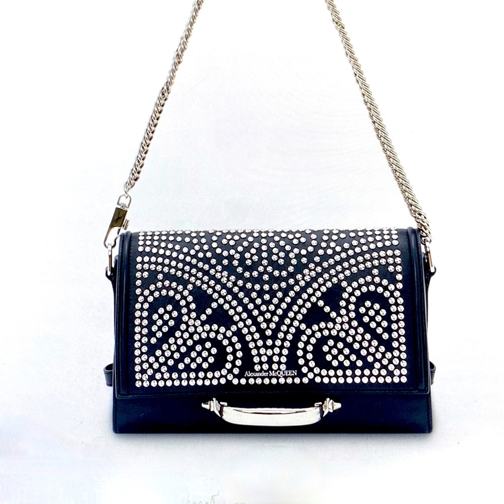Alexander McQueen The Story Studded Shoulder Satchel Bag